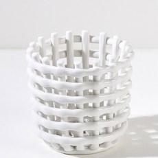 하우스팡 세라믹 우븐 바스켓 오브제 바구니 인테리어 소품, 화이트, 1개, 화이트