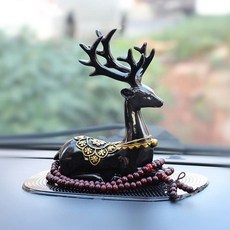 汽車擺件 車載擺件車內裝飾品中控臺擺件高檔男一路平安車上創意汽車用品 Q0HH, 大黑鹿+佛珠+防滑墊