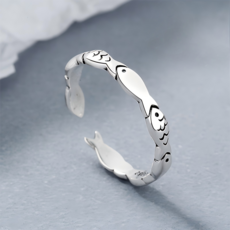 유니크한 물고기 구리 반지 오픈 링