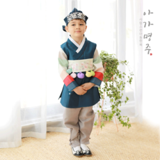 아가명주 남아용 별이 고급 한복세트