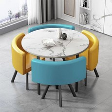 상담테이블 원탁테이블 의자 책상 세트 회의용 미팅 사각그레이책상 80x80x75cm+그린의, AK. 모방 돌 흰색 라운드 밝은 파란색 노란색 가죽