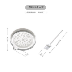 陶瓷磨泥器 薑蒜泥研磨碗 寶寶副食品調理器, 圓形研磨器*1 刷子*1, 1套, 如圖