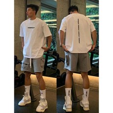 男士純棉短袖T恤 夏季寬鬆印花簡約重磅上衣