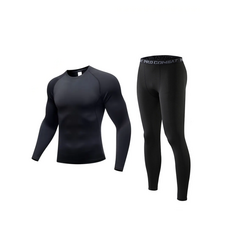低價促銷 男士2件式壓縮衣，彈力面料，內衣和上衣，騎行運動服，抗紫外線 吸汗速乾，防汗功能。