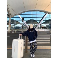 加絨加厚格子褲