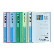서류정리 파일철 A4고투명 클리어화일 6매, 내지고정／A4고투명 클리어화일6P(색상랜덤)