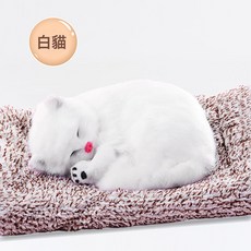 DFMEI 車內飾品擺件可愛汽車用品車載中控臺裝飾新款仿真狗卡通動物, 1個, 白貓:小號(18*14CM)