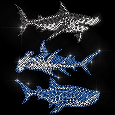 1개 유리 핫픽스 라인스톤 다리미 부착형 아플리케 의상 액세서리 (옷 가방 바지용) 상어 모양 297x210mm, 혼합색