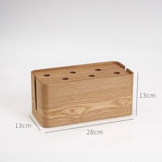 電線收納盒 延長線收納盒 電源線集線盒 桌麵整理盒, 水曲柳色小號電線盒, 1個