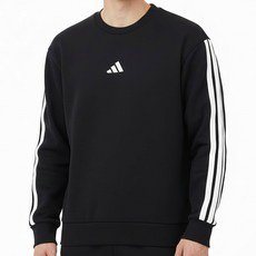 아디다스 남성 베이직 기모 맨투맨 데일리 플리스 삼선 스웨트 셔츠 캐주얼 긴팔티 편안한 트레이닝 티셔츠
