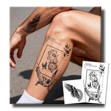UBICA 반영구 타투 남성용 현실적인 임시 타투 2장 손 목을 위한 가짜 타투 2주 지속 방수 비반사성 메멘토 모리 & 스파이더 디자인 타투, Vintage Art Balance & Tribal W