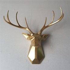 사슴 머리 벽걸이 인테리어 장식 우드 소재 거실 벽면 장식 빈티지 감성 모던 카페 홈 데코레이션, 경제형 로즈 골드