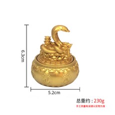 黃銅茶壺 迷你龍鳳設計 手把玩工藝品 轉轉壺 麻將小物 招財擺飾 復古風格 桌面裝飾 禮品選項+【生肖蛇】聚寶盆轉轉擺件