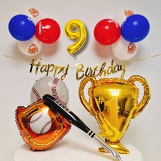 스마일파티 야구 생일 풍선 파티 세트, 1세트, 9세