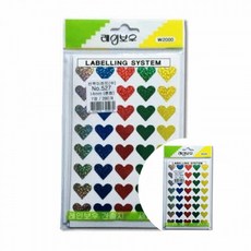 반짝이 견출지 하트(중) 혼합 7장 280개 포인트스티커 어린이활동용 미술놀이재료용, 포장단위/개 (1개입)