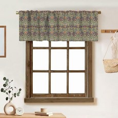 ZhiRain Vintage William Morris Floral Valance Curtain Retro Art Plant Flower Boho Style Rod Pocket