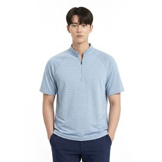 콜핑 남성 하이쿨 흡습속건 스트라이프 소매 솔리드 등산 반팔 반집업 티셔츠 2442TK90