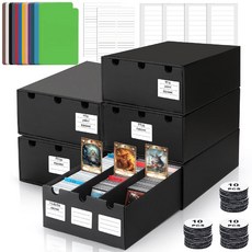 트레이딩 카드 보관함 4 세트 풀아웃 박스 12000개 이상의 TCG MTG PTCG 야구 카드와 호환 포함 칸막이 48개 라벨 2개 양면 테이프 3개 벨크로 시트 20개, 5 세트