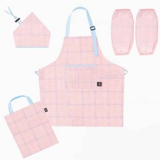 하늘색앞치마 공주앞치마 체크 앞치마세트 핑크 L jga*48871qy