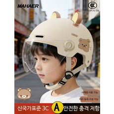 전동차 안전 어린이 헬멧 자전거 킥보드 스케이트 인라인 보호용, 1개, 3C 인증 핑크 8-16세 투명(곰돌이)