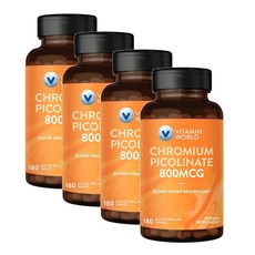 비타민월드 크롬 피콜리네이트 800mcg Vitamin World Chromium Picolinate, 4개, 180정