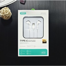 音雅 Type-C 入耳式 Hi-Res 高音質有線耳機, 白色, K02耳道式耳機