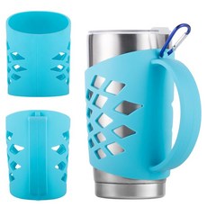 아마존평점4.5+ 미국출고 150337 591.5ml(20온스) 스테인리스 스틸 텀블러용 미끄럼 방지 실리콘 슬리브 - 3mm 두께의 및 7.5mm 그립 Yeti Hydro, Blue