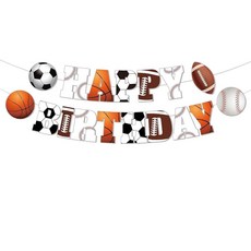 HZYYJCK 스포츠 생일 배너 축구 야구 농구 테마 파티 장식 해피 Bday 축하 용품 남아 및 유아용 1895326