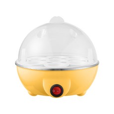 早餐迷你煮蛋器雙層蒸蛋器廚房家用早餐機插電熱奶機禮品, 黃色單層:透明煮蛋器歐規220V