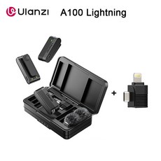 Ulanzi A100 무선 라발리에 마이크 전문 20M 오디오 비디오 음성 녹음 마이크, 1세트, linghtning