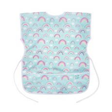 Bumkins 슬리브 작업복 유아 재사용 가능한 방수 턱받이 만 3-5세 여아 및 남아용 긴소매 어린이 어린이 페인트 앞치마 예술 공예 및 놀이 포켓 포함 부드러운, 반소매, 무지개