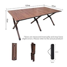 DFMEI 야외 접이식 피크닉 테이블 캠핑 바베큐 테이블 휴대용 계란말이 테이블 캠핑 접이식 테이블 알루미늄 테이블, 120*60 호두색 고탄소강