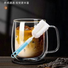 【開發票/統編】雙層玻璃杯 - 高硼矽隔熱咖啡杯/水杯/啤酒杯 - 耐熱防燙, 1個, 手柄雙層杯刷【不含杯】,高端品質//關注送杯刷
