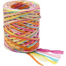 SOFPLATE 262.5피트 컬러풀 라피아 종이 리본 랩핑 플랫 세그먼트 염색 무지개 모듬 직조 트위니 코드 스트링 롤 파티용 카드 선물 포장 DIY 데코