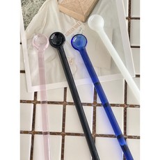 하트 유리 머들러 꿀 허니 디퍼 스푼, 하트머들러-핑크, 1개