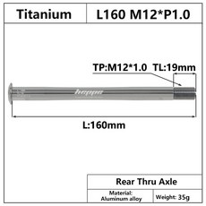 HEPPE MTB 도로 자전거 티타늄 스루 액슬 초경량 12x142 12x148 리어 허브 포크 12x100 12x110 샤프트, L160 M12x1.0 TL19