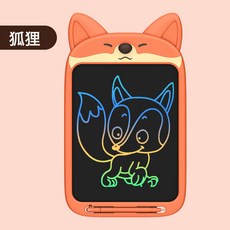 Y8ZLCD寫字板兒童畫板電子畫板卡通動物塗鴉手繪畫畫10寸液晶手寫, 1個, 狐狸彩色筆跡 10寸