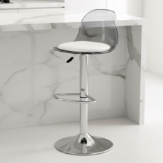 피피포피 투명 홈바의자 바체어 아일랜드식탁의자 높이조절 회전, 1개, 그레이