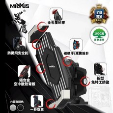 黑鷹 ME29 防盜減震手機架 後照鏡版 U型夾 機車手機架 防盜手機座, 銀色,後照鏡座用底座