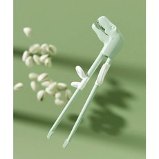 幼兒學習筷 輔助筷 訓練筷 恐龍造型, 綠, 1個