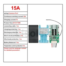 밸런스 NTC 3S BMS 12V 보호 리튬 이온 Lifepo4 배터리 충전 플레이트, 01 15A Common Port NTC, 06 Lifepo4 5S