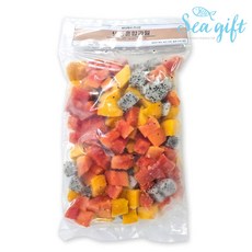 [씨기프트]과일 3종 믹스 1kg 냉동 망고 용과 파파야 열대, 1개