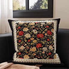 DIU 中古復古抱枕客廳沙發靠背墊含芯高級感臥室牀上靠枕民宿飄窗靠墊, 杏花綠枝【親膚柔軟 雙面印花】