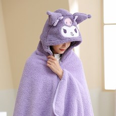 (아미자드) 산리오 귀여운 캐릭터 후드 낮잠 담요 사무실 에어컨 담요 망토 담요 무릎담요 가을 겨울 회사 카폐 네일샵 병원 친구 선물 키즈 학생 자습실 입는 후드 담요
