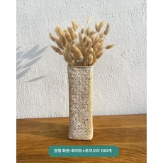 꽃바구니 꽃병 바구니 제품 거실 실내장식 화분 해초 마분지 심플, 5.흰페인트 긴화분+토끼꼬리풀100