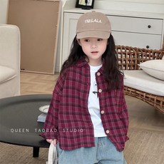 兒童格子襯衫外套 韓國童裝女童長袖襯衫秋季新品寶寶休閑襯衣