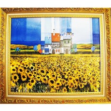 幸福向日葵 太陽花壁飾掛畫 (50x40cm/60x52cm) 欣欣向榮招財運, 寬x高/60x52cm