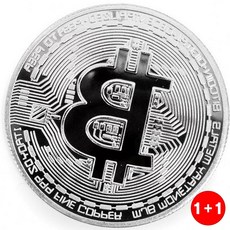 수집 취미 기념 주화 비트코인 모형 재테크 행운 부적 금속 실버 코인 인테리어 장식(1+1옵션 주문수량의 2배수량 배송), 상세페이지 참조