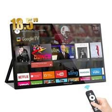 서브 모니터 세컨드 포터블 휴대용 ZEUSLAP 스마트 디스플레이 구글 TV 터치 스크린 노트북 휴대폰 미니 PC용 18.5 인치, EU 플러그