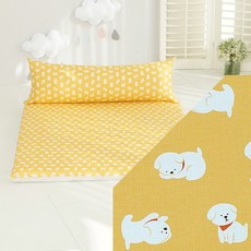 찬미디자인 1인 특가형 롱쿠션+대방석세트 (평일12시까지당일발송), 강아지 옐로우